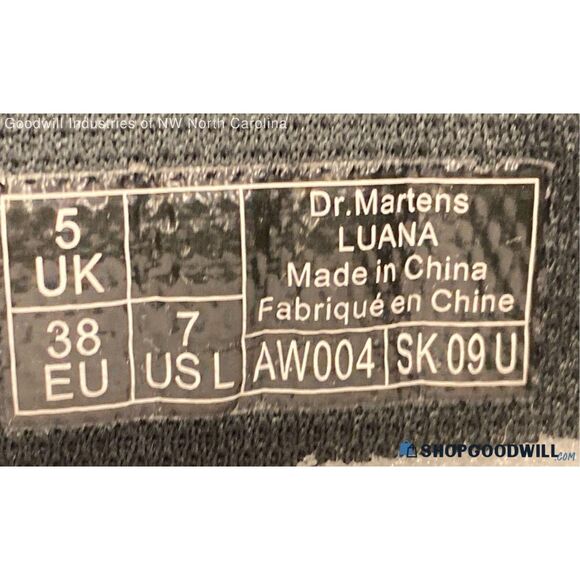 Dr. Martens Luana Combat Boot Black Leather Pull Tab Ankle Lace Up - Picture 7 of 7